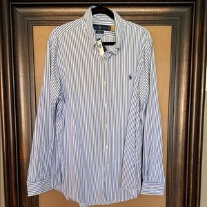 NWT Polo by Ralph Lauren Blue and White Striped Shirt